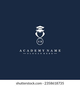 SH Initials Academy Logo Vector Art Icons and Graphics