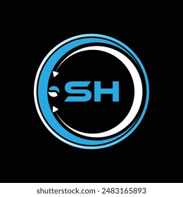 SH letter logo design with a circle shape SH Logo design. SH letter logo creative design. SH unique design.