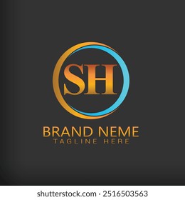 sh letter logo Farbverlauf bunter Stil Vorlage 