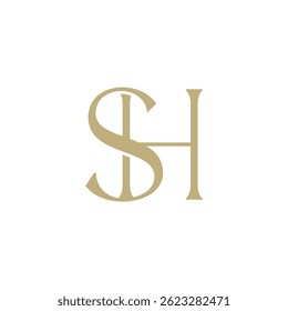 sh letter modern line style fashion brand luxury style design modern style creative golden wordmark design typography illustration, hs wordmark,sh logo