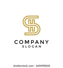 SH line art logo. the letter S logo combined with the letter H. is made using line art or outline techniques. editable and easy to custom.