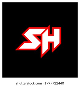 SH logo design, initial SH letter design with sci-fi style. SH logo for game, esport, Technology, Digital, Community or Business. S H sport modern Italic alphabet font. Typography urban style fonts.