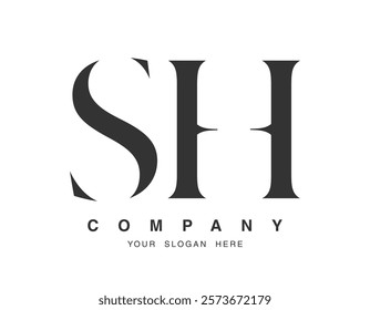SH logo design. Initial letter s and h serif font style. Creative classic company name typography. Trendy logotype or identity. Vector illustration.