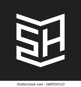SH Logo Emblem Monogram With Shield Style Design Template Isolated On Black Background