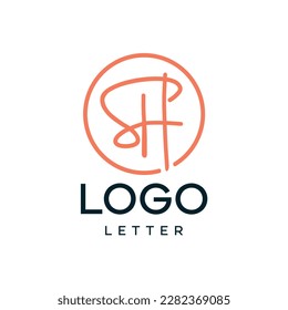 SH logo with handwriting design concept