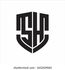 SH Logo monogram with emblem shield shape design isolated on white background