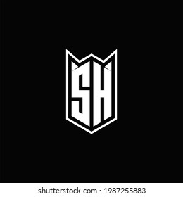 SH Logo monogram with shield shape designs template vector icon modern