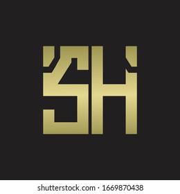 SH Logo with squere shape design template with gold colors