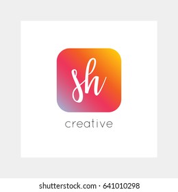 SH logo, vector. Useful as branding, app icon, alphabet combination, clip-art.