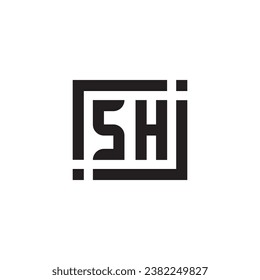 SH minimalist geometric symbol logo in high quality professional design that will print well across any print media