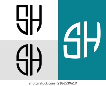 SH modern initial letter logo design vector bundle. It will be suitable for which company or brand name start those initial.