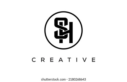 SH monogram. initial letters SH eye-catching Typographic logo design with circle, very creative stylish lettering logo icon for your business and company