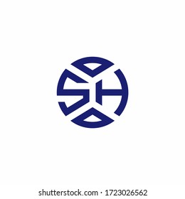 SH monogram logo with abstract shapes in modern style design template