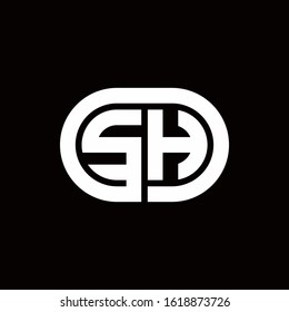 SH monogram logo with an oval style on a black background