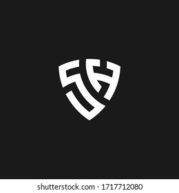 SH monogram logo with shield shape design template
