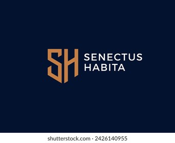 SH. Monogram of Two letters S and H. Luxury, simple, minimal and elegant SH logo design. Vector illustration template.