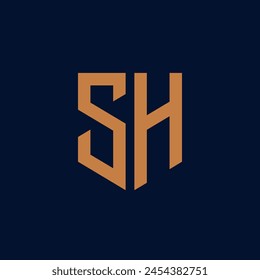 SH. Monograma de dos letras S y H. Diseño de logotipo SH de lujo, simple, minimalista y elegante. Ilustración vectorial Plantilla.