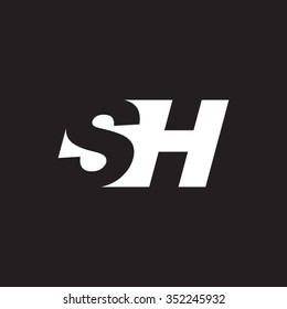 SH negative space letter logo black background