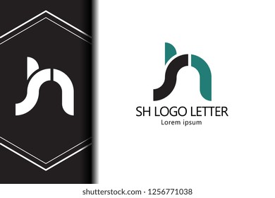 sh s h circle lowercase design of alphabet letter combination with infinity suitable as a logo for a company or business - Vector