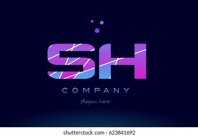 sh s h  creative color blue background pink purple magenta alphabet letter company logo vector icon