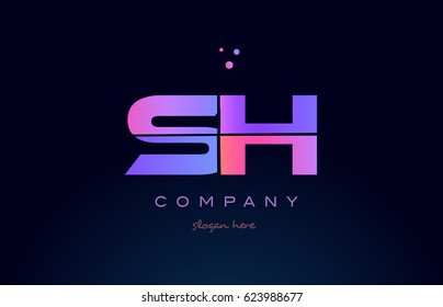 sh s h creative color blue background pink purple blue magenta alphabet letter company logo vector icon design