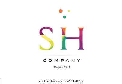 sh s h  creative rainbow colors colored alphabet company letter logo design vector icon template