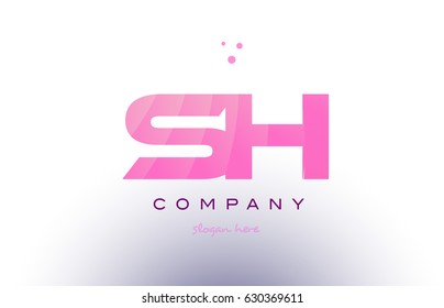 sh s h letter alphabet text pink purple dots creative company logo vector icon design template