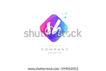sh s h  pink blue rhombus abstract 3d alphabet company letter text logo hand writting written design vector icon template 
