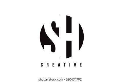 SH S H White Letter Logo Design with Circle Background Vector Illustration Template.