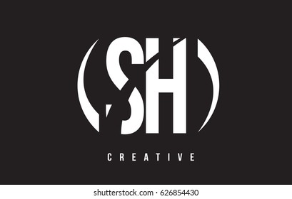SH S H White Letter Logo Design with White Background Vector Illustration Template.