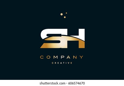 sh s h  white yellow gold golden metal metallic luxury alphabet company letter logo design vector icon template