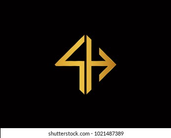 SH square shape Gold color logo