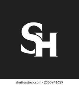 SH unique logo creative modern branding business identity and luxury logo pattern, line art icon monogram and white color on black background.