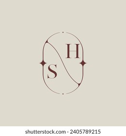SH wedding classic in elegant monogram with high quality professional design that will print well