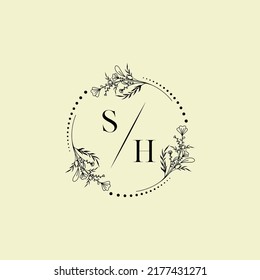 SH wedding initial logo letters in high quality professional design that will print well across any print media