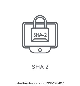Sha 2 linear icon. Modern outline Sha 2 logo concept on white background from Cryptocurrency economy and finance collection. Suitable for use on web apps, mobile apps and print media.