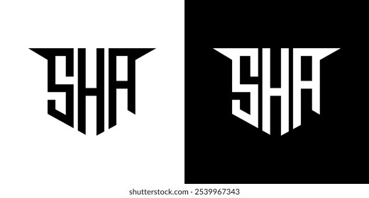 SHA-Buchstaben-Logo-Design mit weißem Hintergrund in Illustrator, Vektor-Logo modernen Alphabet Schriftart Überlappung Stil, Kalligrafie-Designs für Logo, Poster, Einladung, etc.