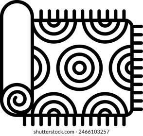 Shaadi Reception Rugs concept, Circular Designed Prayer Mat vector outline icon, Muslim marriage Symbol, Islamic wedding customs Sign, Pakistani matrimony stock illustration