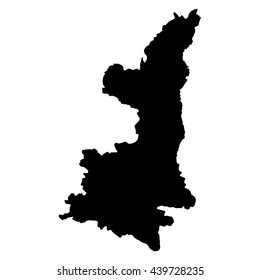 Shaanxi black map on white background vector