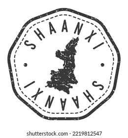 Shaanxi, China Map Stamp Retro Postmark. Silhouette Postkarte. Siegel mit runden Vektorgrafiken. Badge Vintage Postage Design.