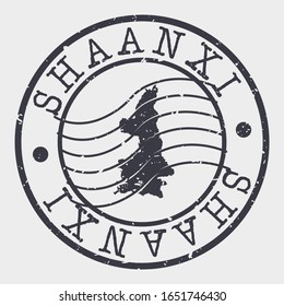 Shaanxi China Stamp Postal. A Map Silhouette Seal. Passport Round Design. Vector Icon Design Retro Travel.