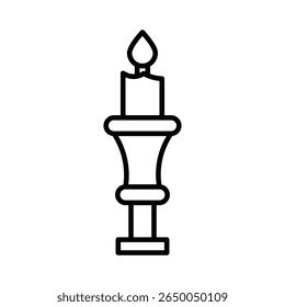 shabbat candle icon flat thin outline art logo
