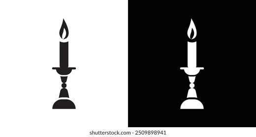 Shabbat candles icon Black line art vector logo set