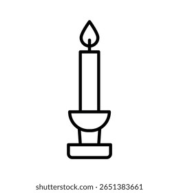 Shabbat candles icon Black and white outline flat sign vector