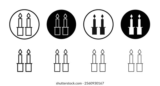 Shabbat candles icon Flat outline fill set collection