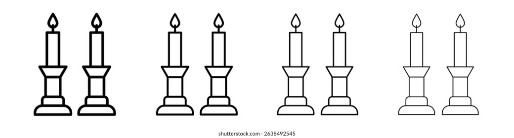 Shabbat candles icon Outline sign symbol set