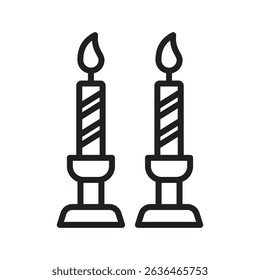 Shabbat candles icon Thin line illustration