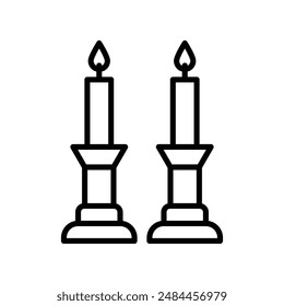 Shabbat Kerzen Lineare Logo-Marke in Schwarz und Weiß