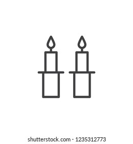 Shabbat candles outline icon. linear style sign for mobile concept and web design. Jewish Candles simple line vector icon. Symbol, logo illustration. Pixel perfect vector graphics