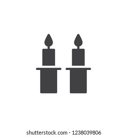 Shabbat candles vector icon. filled flat sign for mobile concept and web design. Jewish Candles simple solid icon. Symbol, logo illustration. Pixel perfect vector graphics